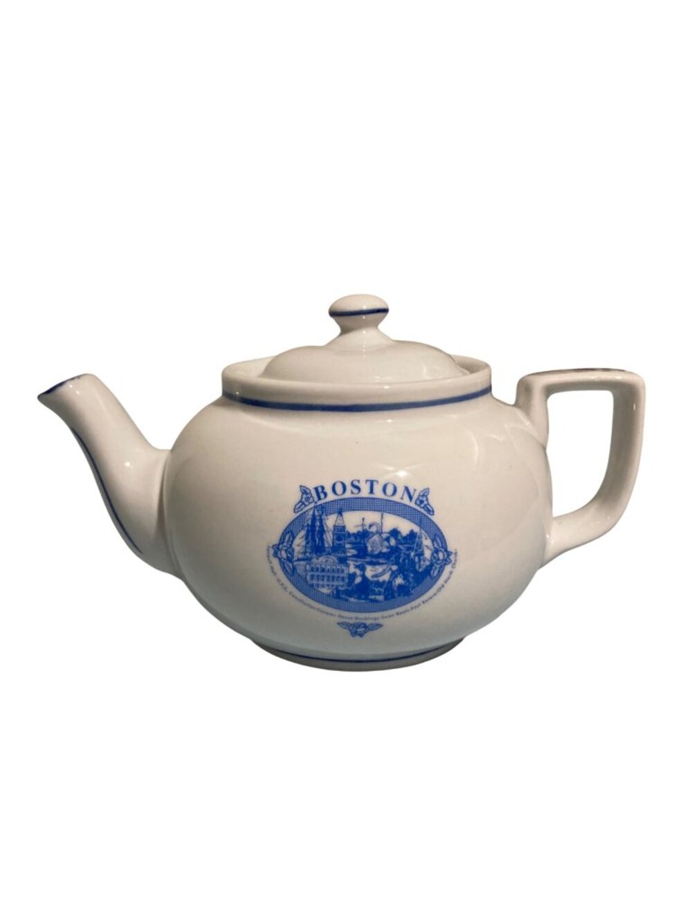 Boston Landmarks Restaurant Ware Blue And White Teapot Faneuil Hall And More